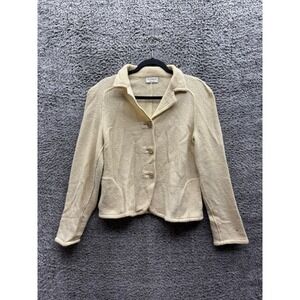 Vintage Vestimenta Textured Knit Cropped Cardigan Sweater Beige Womens Size M/L